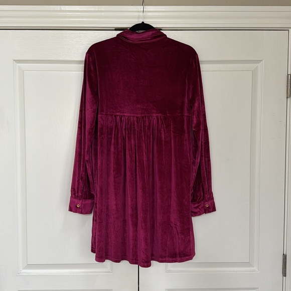 Pinkblush Magenta Velvet Button Down Maternity Dress - Picture 5 of 5